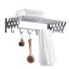 GXFWJD Drying Rack Airer Wall Mounted | Clothes Drying Rack| Round Stainless Steel Rods | Fully Assembled | Compact Sturdy Space-Saving Design Towel Bar (Color : Silver, Size : 80cm) view 1