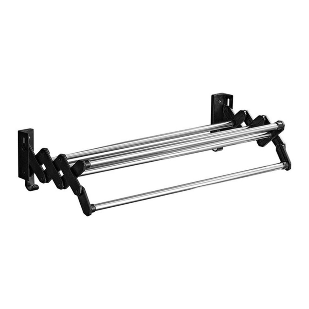 GXFWJD Clothes Drying Rack Wall Mounted Towel Rack Towel Bar Smooth Round Stainless Steel Rods Retractable-Clothes Drying Rack Easy to Install (Color : Nonporous, Size : 40cm)