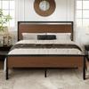 Allewie Queen Size Platform Bed Frame with Wooden Headboard and Footboard, Heavy Duty 12 Metal Slats Support, No Box Spring Needed, Under-Bed Storage, Noise Free, Easy Assembly, Walnut view 1