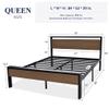 Allewie Queen Size Platform Bed Frame with Wooden Headboard and Footboard, Heavy Duty 12 Metal Slats Support, No Box Spring Needed, Under-Bed Storage, Noise Free, Easy Assembly, Walnut view 2