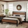 Allewie Queen Size Platform Bed Frame with Wooden Headboard and Footboard, Heavy Duty 12 Metal Slats Support, No Box Spring Needed, Under-Bed Storage, Noise Free, Easy Assembly, Walnut view 3
