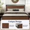Allewie Queen Size Platform Bed Frame with Wooden Headboard and Footboard, Heavy Duty 12 Metal Slats Support, No Box Spring Needed, Under-Bed Storage, Noise Free, Easy Assembly, Walnut view 4