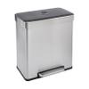 Amazon Basics Dual Compartment Recycling Trash Can with Soft-Close Lid and Removable Liner Buckets, 60 Liters, Rectangular, Grey, Silver view 1
