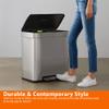 Amazon Basics Dual Compartment Recycling Trash Can with Soft-Close Lid and Removable Liner Buckets, 60 Liters, Rectangular, Grey, Silver view 4