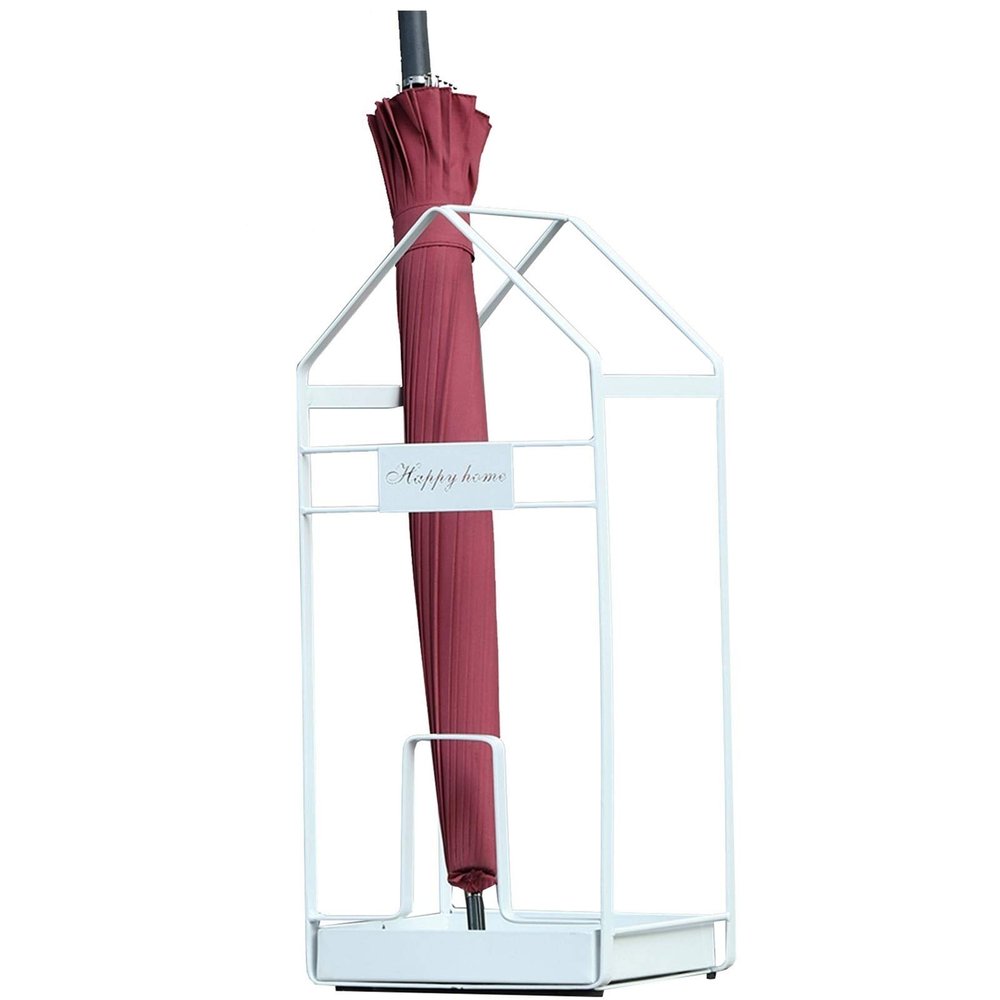 Umbrella Racks White Metal Umbrella Stand Umbrella Holder, Large-Capacity Umbrella Basket On The Entrance Porch of The Hotel Foyer, with Hook and Mobile Drip Tray