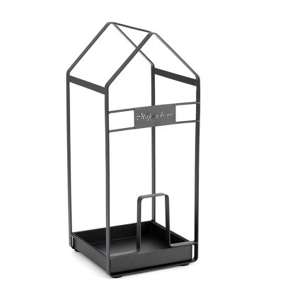Umbrella Racks Black Metal Umbrella Stand Umbrella Holder, Large-Capacity Umbrella Basket On The Entrance Porch of The Hotel Foyer, with Hook and Mobile Drip Tray (Color : Black)
