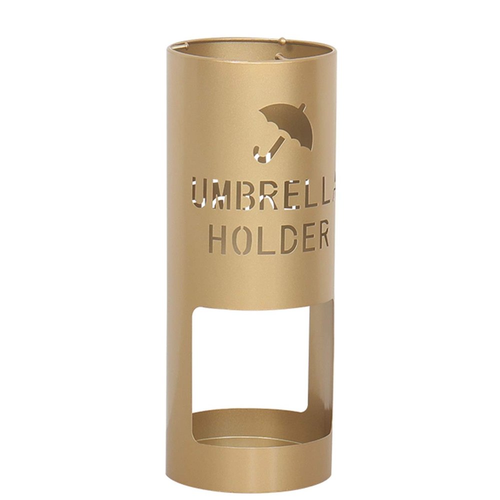 Umbrella Racks Wrought Iron Umbrella Stand Umbrella Holder, with 3 Hooks Home Hotel Office Freestanding Umbrella Basket, Waterproof and Rustproof, 50x19cm (Color : Gold)