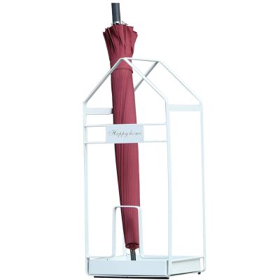 Umbrella Racks Metal Umbrella Stand Umbrella Holder, Large-Capacity Umbrella Basket On The Entrance Porch of The Hotel Foyer, with Hook and Mobile Drip Tray, 22x22x53cm (Color : White)
