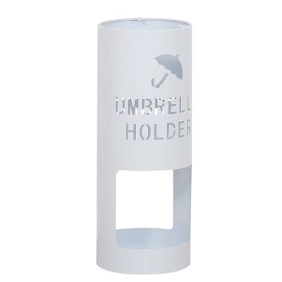 Umbrella Racks Wrought Iron Umbrella Stand Umbrella Holder, Umbrella Storage Basket at The Entrance of The Hotel Office Corridor, with 3 Hooks, 50x19cm (Color : White)