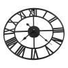 40cm Wall Clock Outdoor Garden Wall Clock Nordic Metal Roman Numeral Wall Clocks Retro Iron Round Black Home Office Decoration view 2