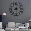 40cm Wall Clock Outdoor Garden Wall Clock Nordic Metal Roman Numeral Wall Clocks Retro Iron Round Black Home Office Decoration view 3