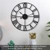 40cm Wall Clock Outdoor Garden Wall Clock Nordic Metal Roman Numeral Wall Clocks Retro Iron Round Black Home Office Decoration view 4