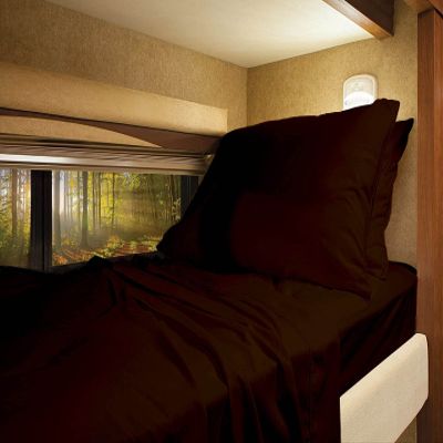 RV-Sheets RV Camper King 72"X80" 4-PC Sheet Set 400 Thread-Count 100% Soft Long Staple Egyptian Cotton Made for RV, Camper, Boat & Motorhomes, Soft-Luxury 10-Inch Deep Pockets - Chocolate Solid