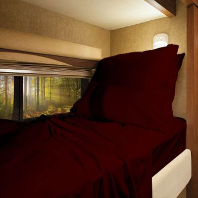 RV-Sheets RV Short King 72" X 75" 4-PC Sheet Set 400 Thread-Count 100% Soft Long Staple Egyptian Cotton Made for RV, Camper, Boat & Motorhomes, Soft-Luxury-Breathable 10-Inch Deep Pockets - Wine Solid