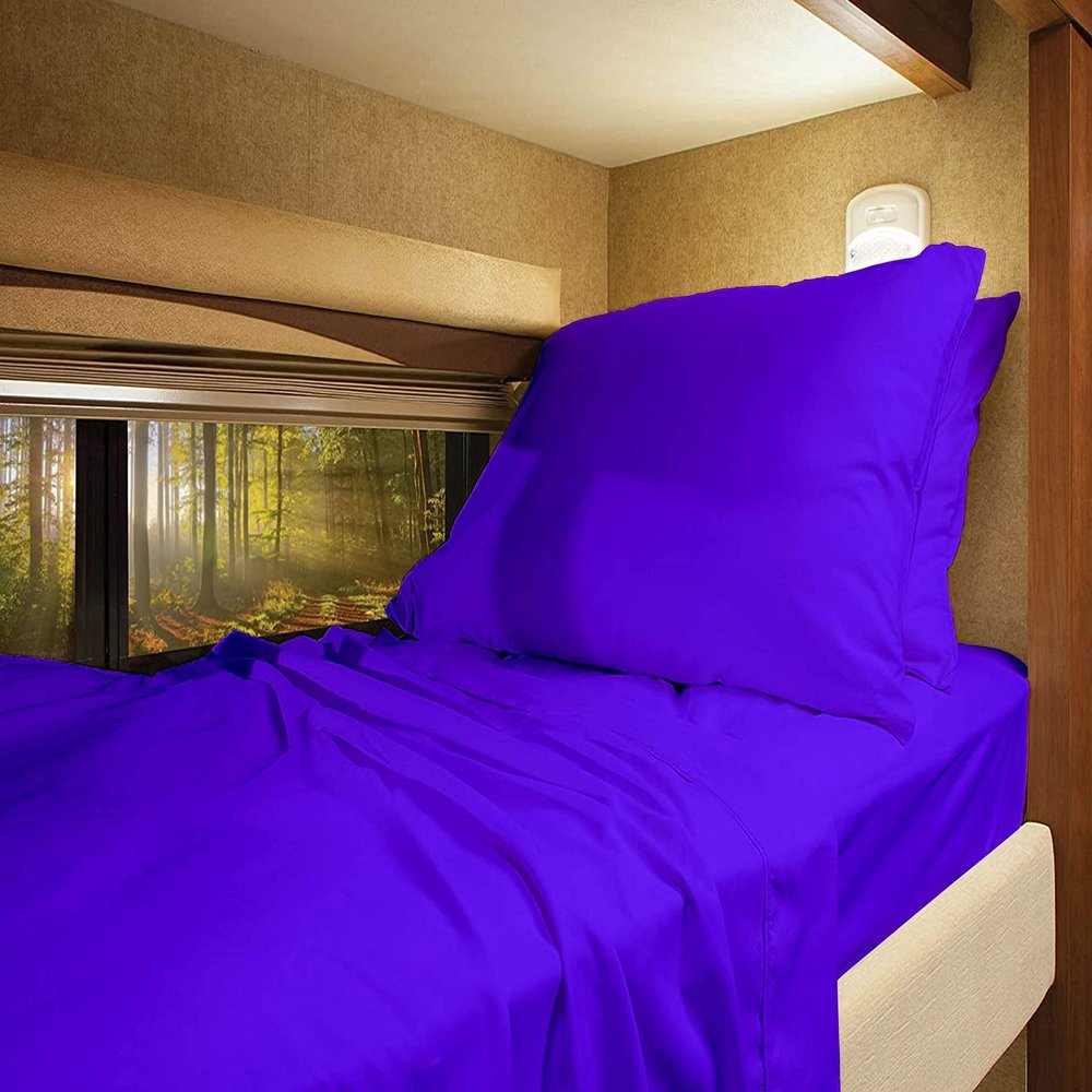 RV-Sheets RV Short King 72" X 75" 4-PC Sheet Set 400 Thread-Count 100% Soft Long Staple Egyptian Cotton Made for RV, Camper, Boat & Motorhomes, Soft-Luxury 10-Inch Deep Pockets - Purple Solid