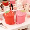 BxuxJar Strawberry Trash Can, 2PCS 1 Gallon Small Trash Cans Cutecore Room Decor Kawaii Cute Trash Can for Bedroom with 2 Rolls Garbage Bag and 20 PCS 3D Cartoon Stickers (Pink + Red, Small) view 2