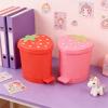 BxuxJar Strawberry Trash Can, 2PCS 1 Gallon Small Trash Cans Cutecore Room Decor Kawaii Cute Trash Can for Bedroom with 2 Rolls Garbage Bag and 20 PCS 3D Cartoon Stickers (Pink + Red, Small) view 3