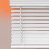 MOOD Luxe Faux Wood Blinds | 46 inch Blinds for Windows | 2" Cordless Blackout Window Treatment | Luxe White | 46 Wide x 60 Tall view 1