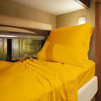 RV-Sheets RV Camper King 72"X80" 4-PC Sheet Set 400 Thread-Count 100% Soft Long Staple Egyptian Cotton Made for RV, Camper, Boat & Motorhomes, Soft-Luxury 10-Inch Deep Pockets - Golden Solid