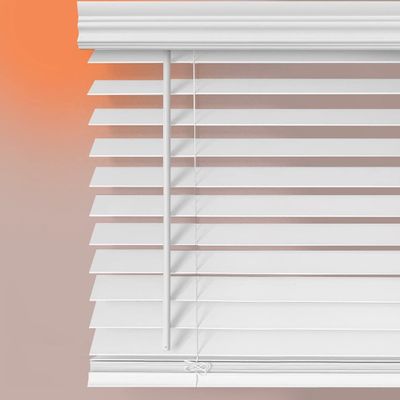 MOOD Luxe Faux Wood Blinds | 46.5 inch Blinds for Windows | 2" Cordless Blackout Window Treatment | Luxe White | 46.5 Wide x 54 Tall