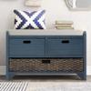 P PURLOVE Wood Storage Bench with Removable Basket and 2 Drawer,Fully Assembled Entryway Storage Bench Shoe Bench with Removable Cushion for Hallway Entryway Living Room view 1