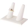 Plymor White Faux Leather Ring Finger Display, Double on Rectangular Base, 3.625" W x 2.125" D x 2.25" H view 2