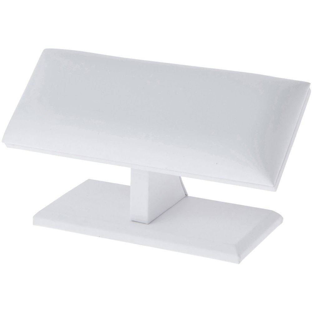 Plymor White Faux Leather Cushion Top T-Bar Bracelet Display Stand, 7.25" W x 3.25" D x 4.5" H (Pack of 6)