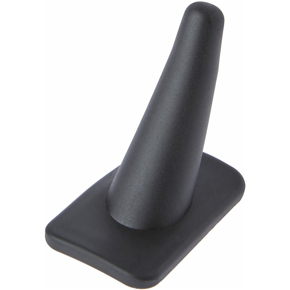 Plymor Black Rubber Ring Finger Display, Single on Rectangular Shaped Base, 1.375" W x 2.25" D x 2.125" H (Pack of 12)