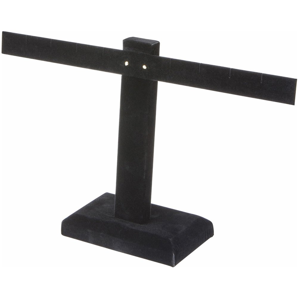 Plymor Black Velvet T-Bar Earring Display Stand Four Pair Earring Display Stand, 10.25" W x 6" H (Pack of 12)