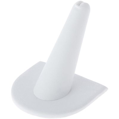 Plymor White Faux Leather Ring Finger Display, Single on U-Shaped Base, 2" W x 2" D x 2" H (Pack of 3)