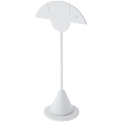Plymor White Faux Leather Fan Shaped, Two Pair Earring Display Stand, 2.75" W x 1.875" D x 5.875" H (Pack of 12)