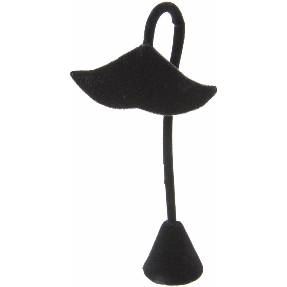 Plymor Black Velvet Fish Tail Style, Four Pair Earring Display Stand, 3.25" W x 2" D x 5.625" H (Pack of 12)