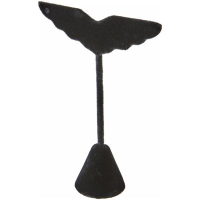 Plymor Black Velvet Wing Shaped, Three Pair Earring Display Stand, 3" W x 1.25" D x 4.75" H (Pack of 12)