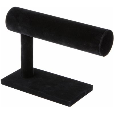 Plymor Black Velvet Side T-Bar Bracelet Display Stand, 7.25" W x 5" H (Pack of 12)