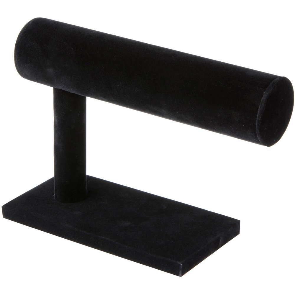 Plymor Black Velvet Side T-Bar Bracelet Display Stand, 7.25" W x 5" H (Pack of 12)