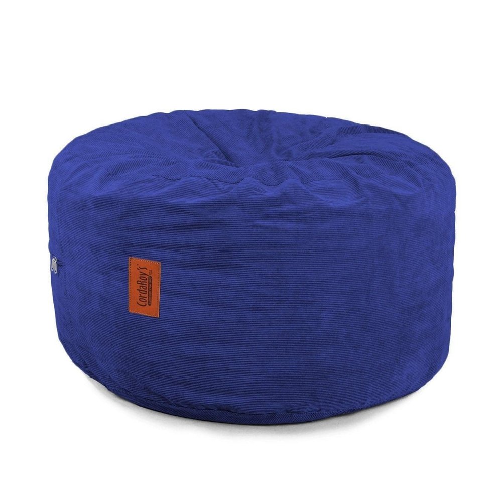 CordaRoy's Chenille Bean Bag Pouf Footstool - Washable Fabric Ottoman Cover with Durable Foam Insert - Versatile Footrest for Basement, Living Room, Office - 26" x 17" - Navy | Made in The USA