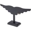Plymor Black Faux Leather Wing Style, Ten Pair Earring Display Stand, 12.5" W x 6.5" H view 2