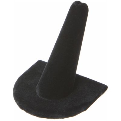 Plymor Black Velvet Ring Finger Display, Single on U-Shaped Base, 2" W x 2" D x 2" H (Pack of 3)