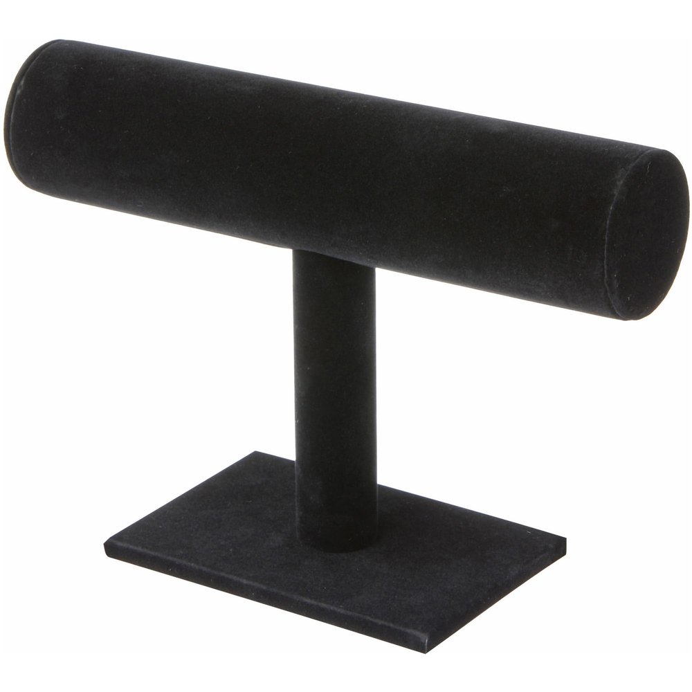 Plymor Black Velvet T-Bar Bracelet Display Stand, 7.25" W x 5" H (Pack of 6)