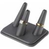 Plymor Gray Faux Leather Ring Finger Display, Three on Rectangular Base, 4.125" W x 3.25" D x 2.25" H (Pack of 12) view 2