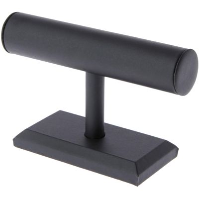 Plymor Black Faux Leather T-Bar Bracelet Display Stand, 7.5" W x 5" H (Pack of 6)