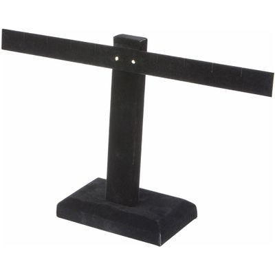 Plymor Black Velvet T-Bar Earring Display Stand Four Pair Earring Display Stand, 10.25" W x 6" H (Pack of 3)