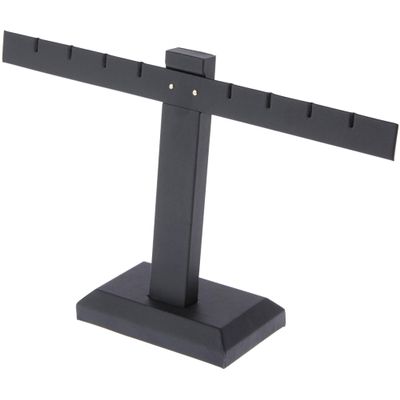 Plymor Black Faux Leather T-Bar, Four Pair Earring Display Stand, 10.25" W x 6" H (Pack of 3)