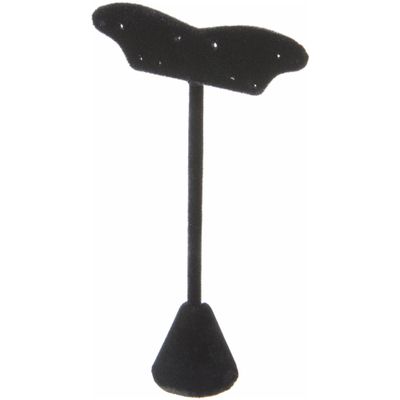 Plymor Black Velvet Fish Tail Style, Five Pair Earring Display Stand, 3.125" W x 1.25" D x 5.5" H (Pack of 12)