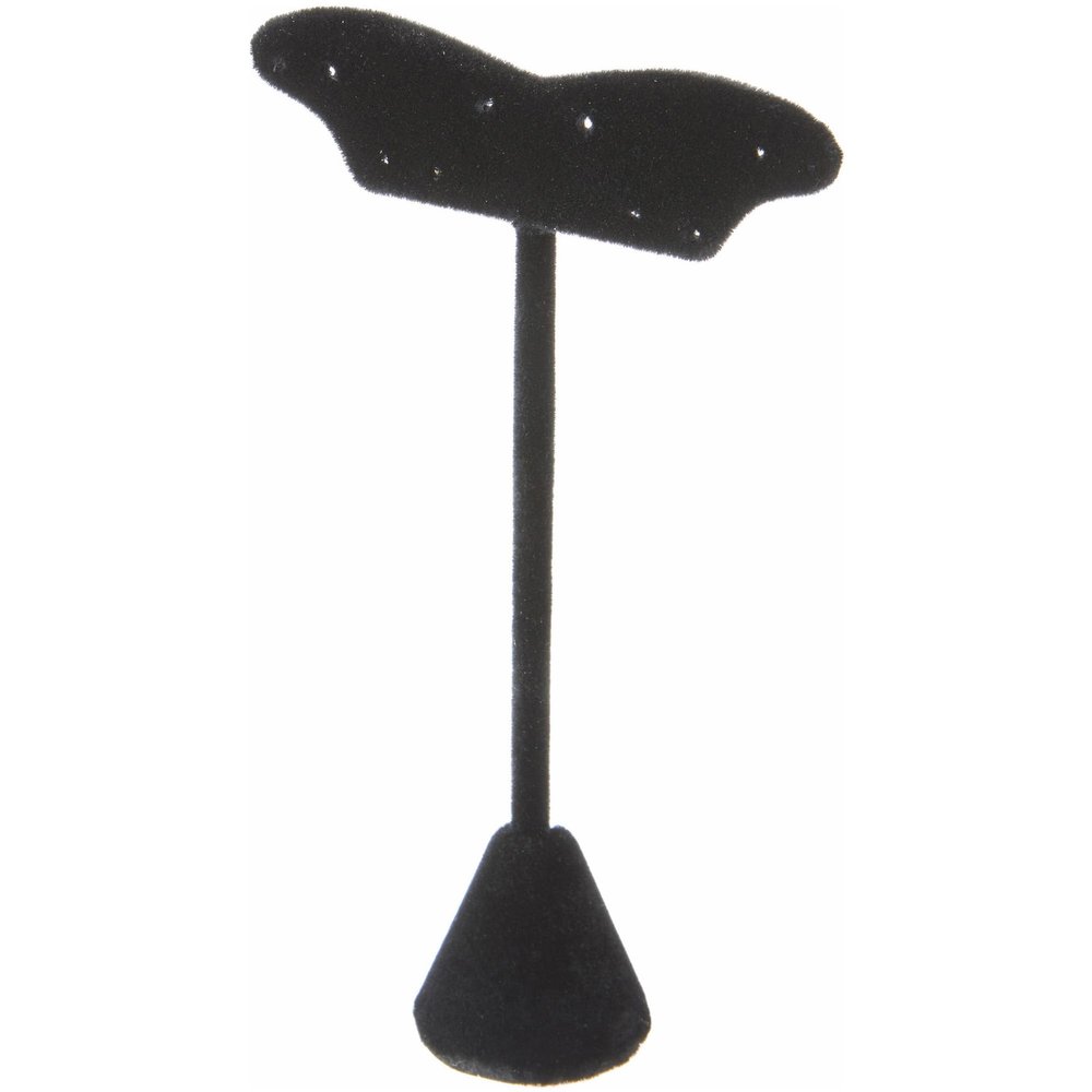 Plymor Black Velvet Fish Tail Style, Five Pair Earring Display Stand, 3.125" W x 1.25" D x 5.5" H (Pack of 12)