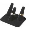 Plymor Black Velvet Ring Finger Display, Three on Rectangular Base, 4.125" W x 3.25" D x 2.25" H (Pack of 6) view 2
