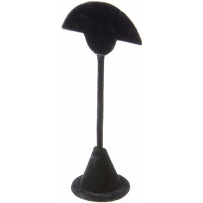 Plymor Black Velvet Fan Shaped, Two Pair Earring Display Stand, 2.75" W x 1.875" D x 5.875" H (Pack of 12)