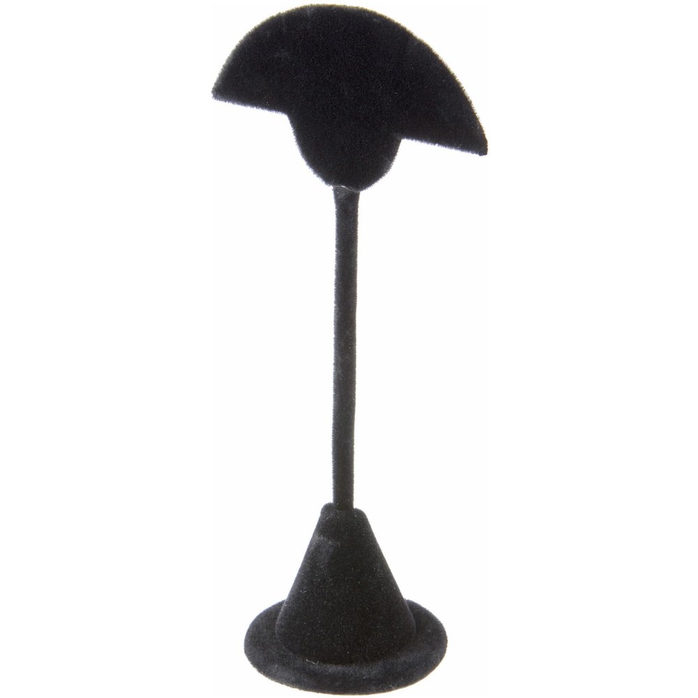 Plymor Black Velvet Fan Shaped, Two Pair Earring Display Stand, 2.75" W x 1.875" D x 5.875" H (Pack of 12)