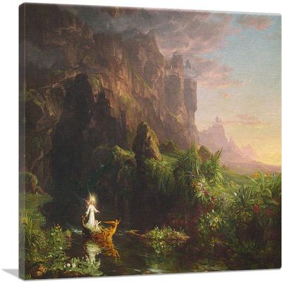ARTCANVAS The Voyage Of Life Childhood 1842 Canvas Art Print Stretched Framed Painting Picture Poster Giclee Wall Decor by Thomas Cole - 40" x 26" (0.75" Deep)