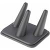 Plymor Gray Faux Leather Ring Finger Display, Three on Rectangular Base, 4.125" W x 3.25" D x 2.25" H view 1